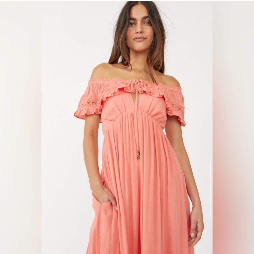 Free People Coral Off-Shoulder Maxi Dress - Picture 4 of 5
